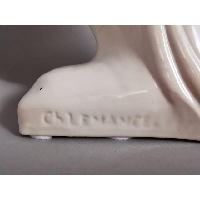 1920s Art Deco French Ceramic Sain-Clement Statue of Charles Lemenceau For Sale - Image 11 of 13