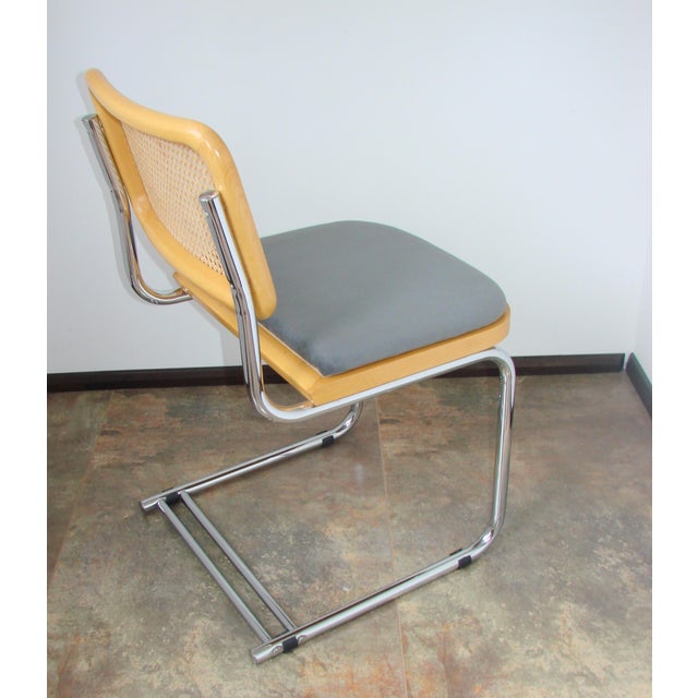 Vintage Bauhaus Chair in Chrome, Raffia and Fabric, 1980s For Sale - Image 6 of 9