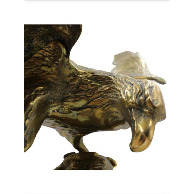 Mid-Century Modern Vintage Brass American Bald Eagle Sculpture For Sale - Image 3 of 7