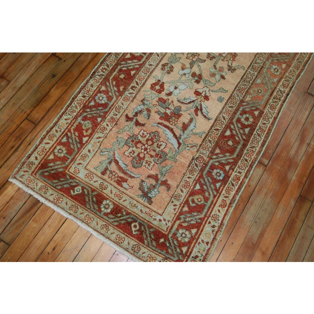 Terracotta Salmon Persian Antique Runner - 2'10" x 15'6" For Sale - Image 4 of 10
