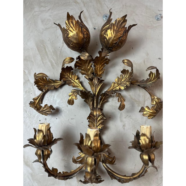 Metal Vintage Italian Wall Lights, 1950s, Set of 2 For Sale - Image 7 of 16