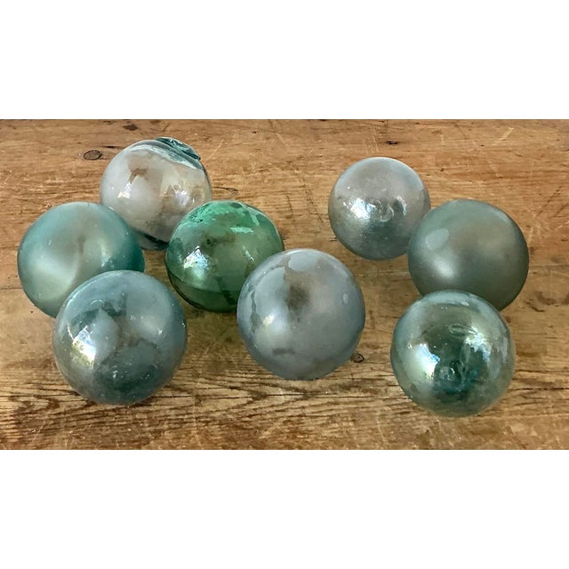 Traditional Vintage Boho Green Glass Spheres - Set of 8 For Sale - Image 3 of 8