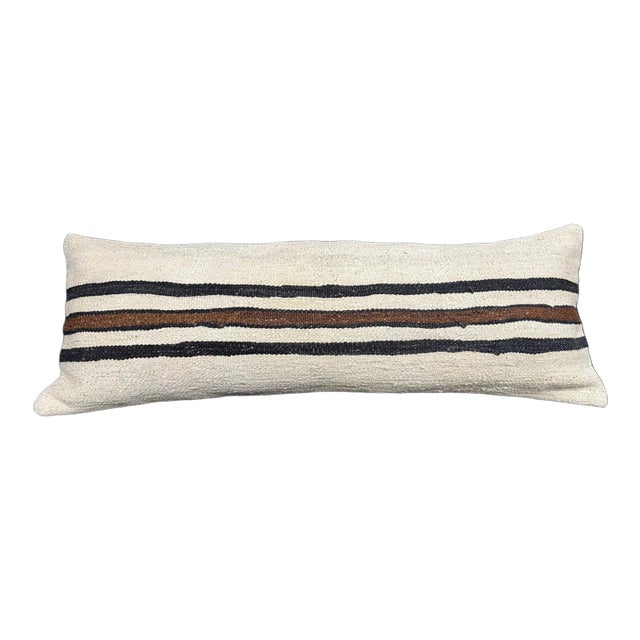 Turkish Hemp Pillow Cushion Natural Beige Black Cushion Cover 14x40 For Sale