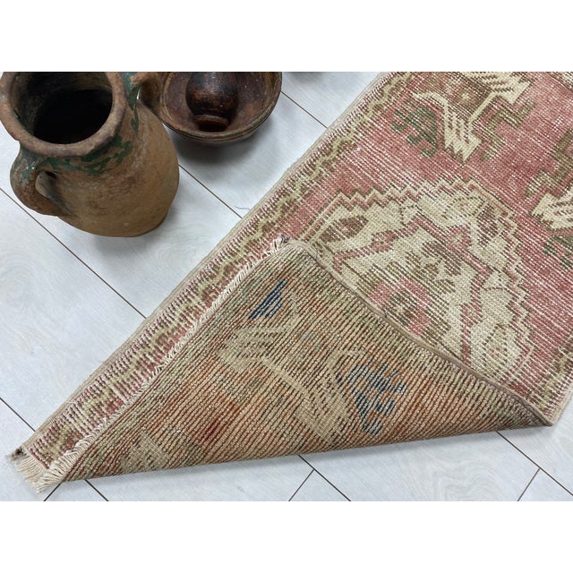 Oushak Vintage Small Carpet For Sale - Image 4 of 5