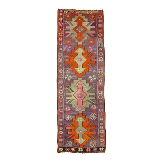 Purple & Orange Vintage Kilim Runner For Sale