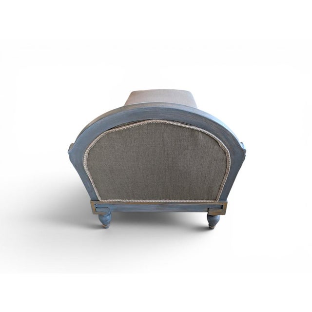 Chaise Lounge in Wood and Hand-Decorated Fabric For Sale - Image 4 of 9