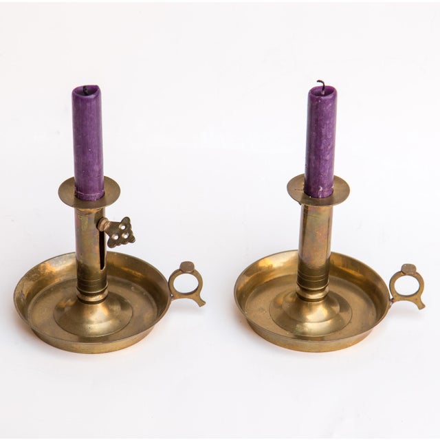 Pair Of Adjustable Brass Candle Holders Chairish