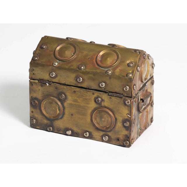 Arts & Crafts Studded Brass Box For Sale In New York - Image 6 of 7