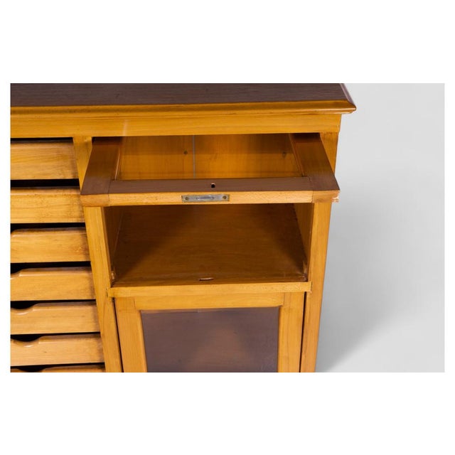 Vintage English Filing Cabinet with Roll-Top and Glass Cabinets For Sale - Image 10 of 11