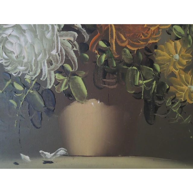 1960s Oil Painting by Baccie 24 X 28 "California School of Painters" Floral Still Life Scene For Sale - Image 9 of 10