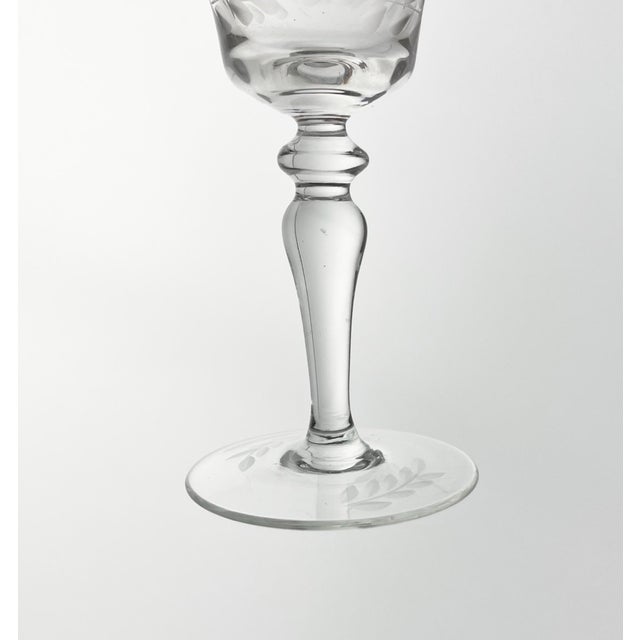 1950s Etched Flower Cordial Liquor Wine Glasses - Set of 6 For Sale - Image 9 of 10