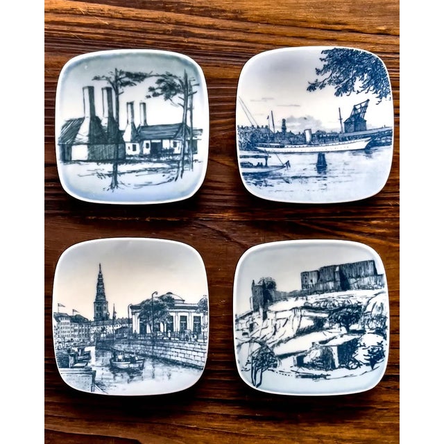 Blue Mid 20th Century Danish Porcelain Small Plate Collection- Set of 8 For Sale - Image 8 of 9