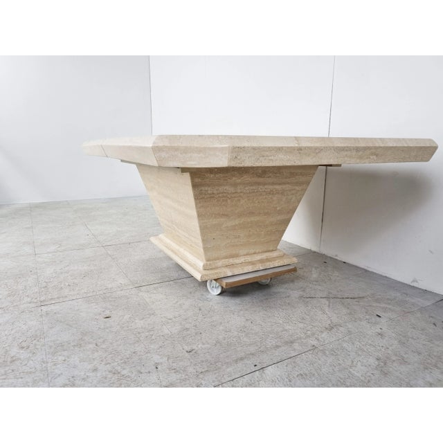 Vintage Travertine Hidden Bar Coffee Table, 1970s For Sale - Image 6 of 11