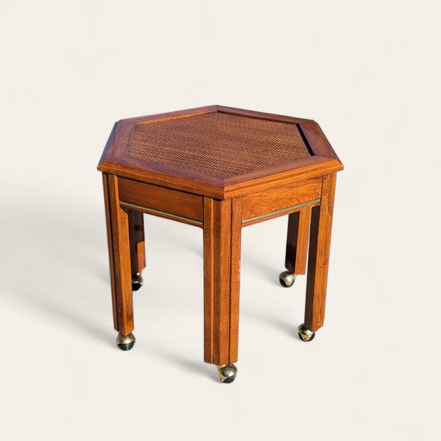 Mersman 1970s Mersman Mid-Century Hexagonal Wood Side Table For Sale - Image 4 of 16