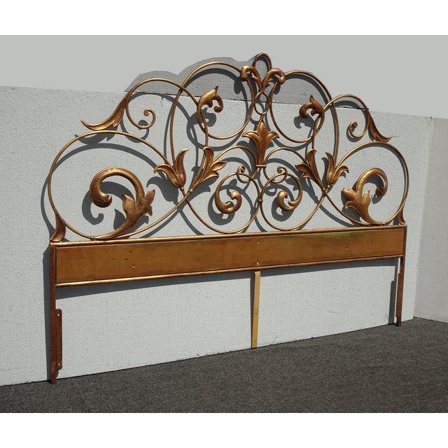 French Vintage French Style Gold Gilt King Headboard by Palladio Made in Italy For Sale - Image 3 of 12