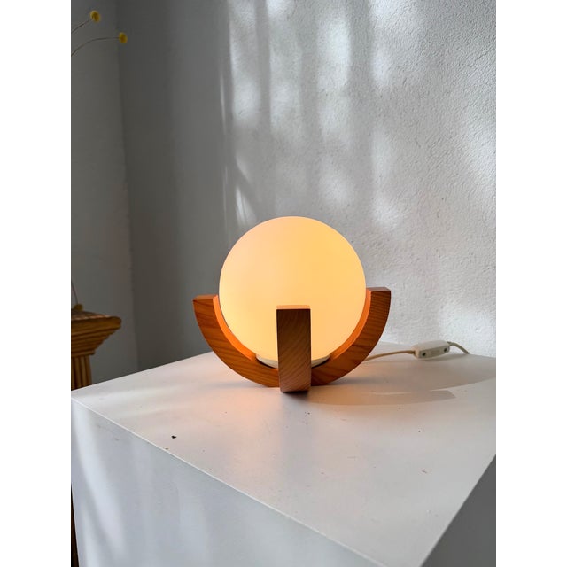 Brown Vintage Ball Desk Lamp with Pine Stand, 1980s For Sale - Image 8 of 18