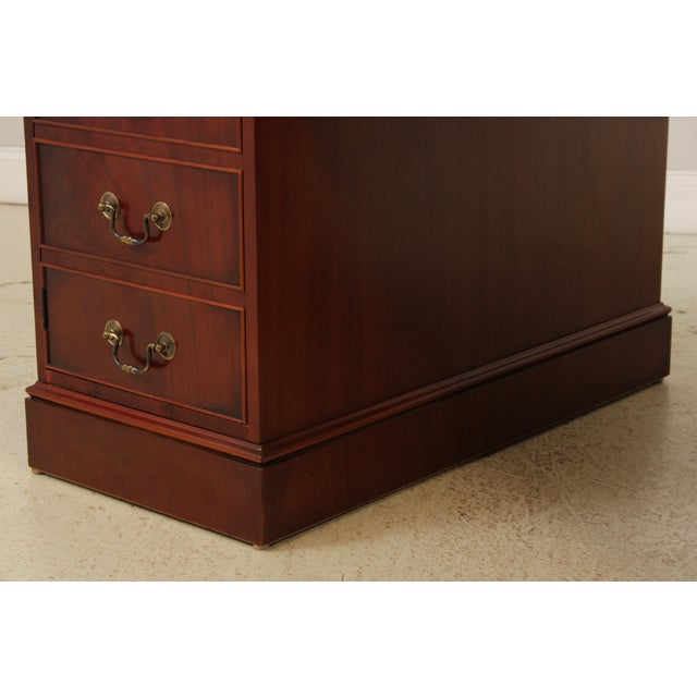 English Green Leather Top Mahogany Executive Desk For Sale - Image 12 of 18