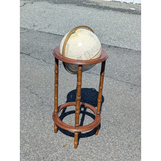 Mid Century Terrestrial Wood Standing Floor Globe For Sale In Washington DC - Image 6 of 9
