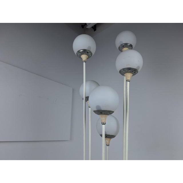 Alberello Floor Lamp in Iron and Brass with Opal Glass Spheres and Triangular Marble Base from Stilnovo, 1950s For Sale - Image 6 of 18