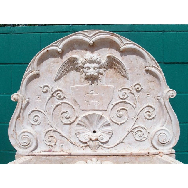 Stone Monumental Italian Wall Fountain in Carved Verona Rossa Marble, Early 1900s For Sale - Image 7 of 12