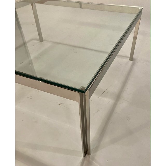 1970s Mid-Century Modern Chrome and Glass Cocktail Table For Sale - Image 5 of 6