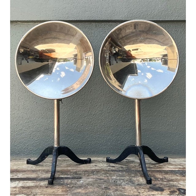 Chrome Vintage Ventral Scientific Company Machine Age Labratory Industrial Reflectors - A Pair For Sale - Image 8 of 12