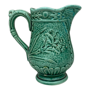 Small French Green Majolica Pitcher Creamer Circa 1900
