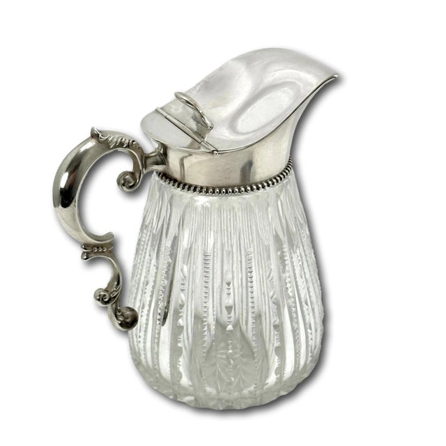 Late 19th Century 1890s American Antique Victorian "Brilliant" Hand Cut Crystal & Sterling Silver Mounted Maple Syrup Pitcher For Sale - Image 5 of 12