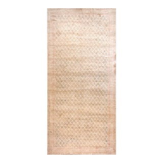 Spectacular Diamond Design on Ivory Background Color Antique Indian Cotton Agra Rug For Sale