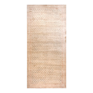 Spectacular Diamond Design on Ivory Background Color Antique Indian Cotton Agra Rug