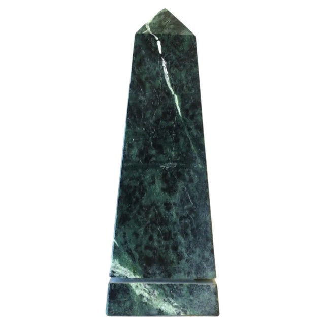 Italian Modern Verde Green Marble Obelisk Sculpture, circa 1970s For Sale - Image 13 of 13