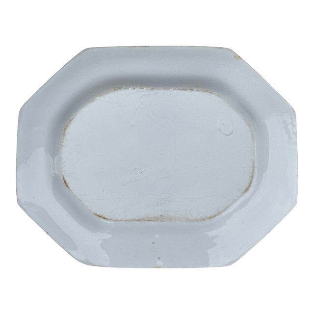 19th Century Pure White English Ironstone Octagonal Platter For Sale