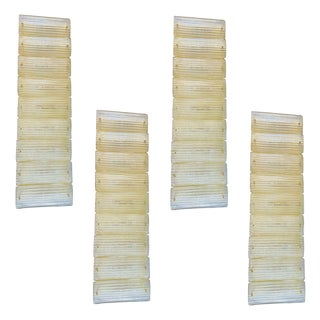 Italian Diamanté Murano Glass and Brass Flush Mount Wall Sconces by Simoeng, Set of 4 For Sale