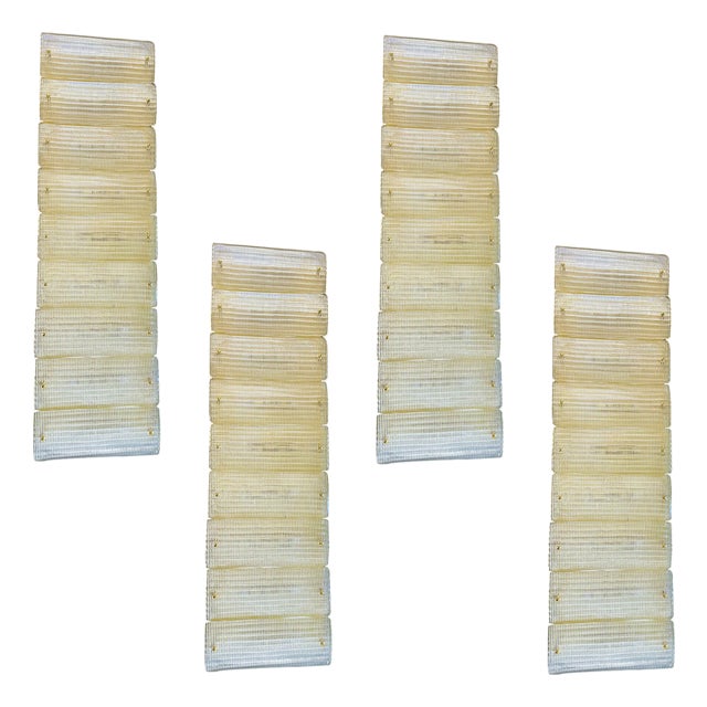 Italian Diamanté Murano Glass and Brass Flush Mount Wall Sconces by Simoeng, Set of 4 For Sale