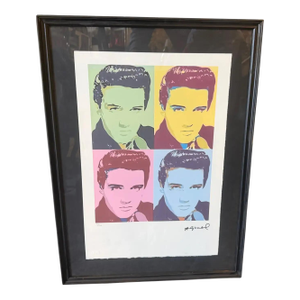 21st Century Andy Warhol Pop Art Framed Elvis Presley 52/100 Lithography
