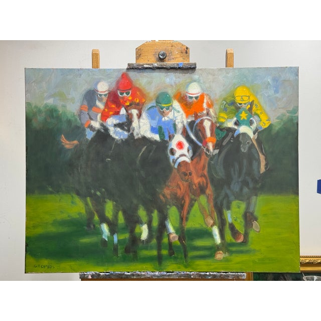 At the Finish Expressionism Oil Painting For Sale In Chicago - Image 6 of 6