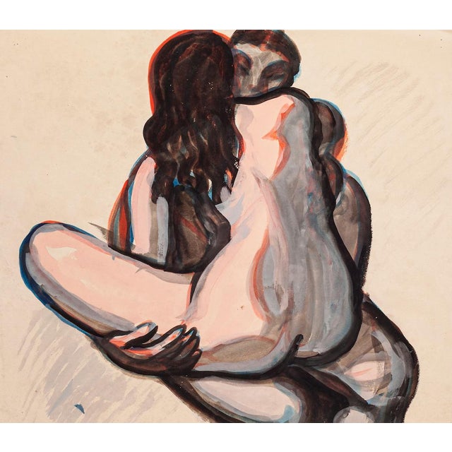 Couple is an original drawing in mixed media on ivory paper realized in 1950 ca. by an Anonymous artist of the XX century....