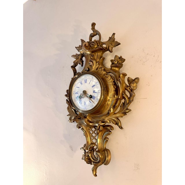Rococo Antique French Victorian Neo-Rococo Wall Clock, 1830 For Sale - Image 3 of 8