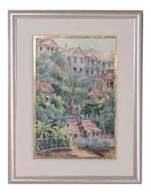 Tropical Watercolor on Paper of a Jamaican Scene by Margaret Morrish