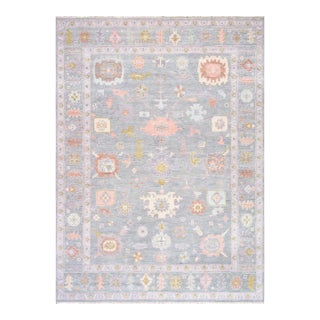 Oushak Wool L. Blue Area Rug- 9' 0'' X 11'11'' For Sale