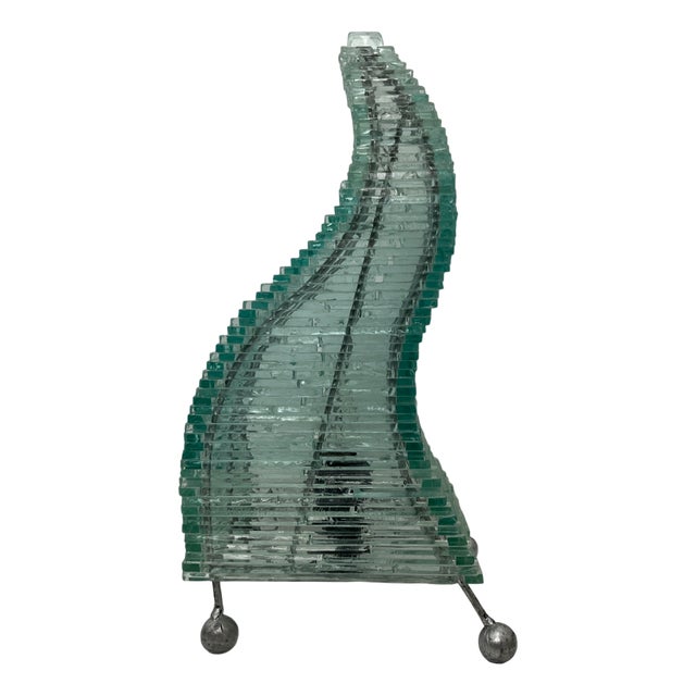 Pyramidal Table Lamp in Vintage Glass For Sale