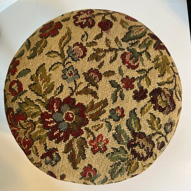 English 1970s Vintage Floral Footstool For Sale - Image 3 of 11