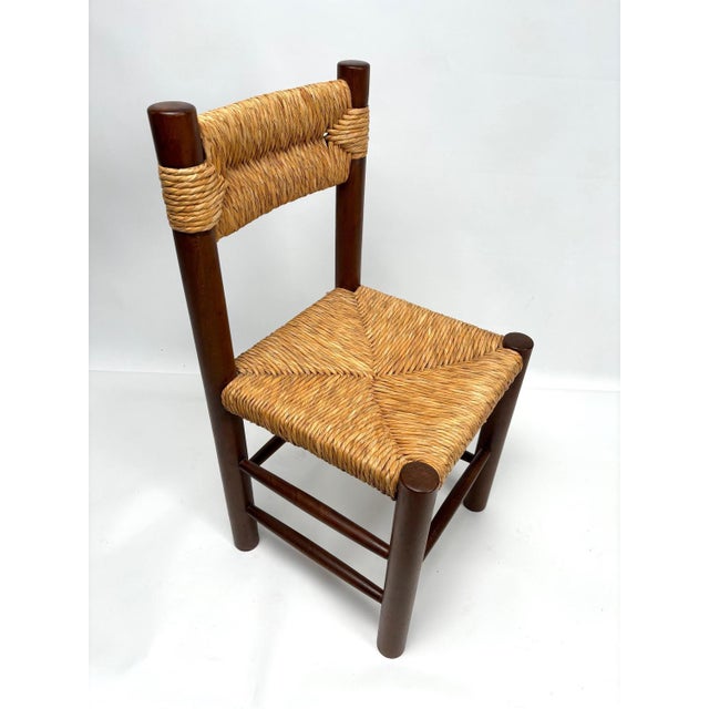 Brown Vintage French Dining Chairs by Charlotte Perriand, 1960s, Set of 4 For Sale - Image 8 of 11