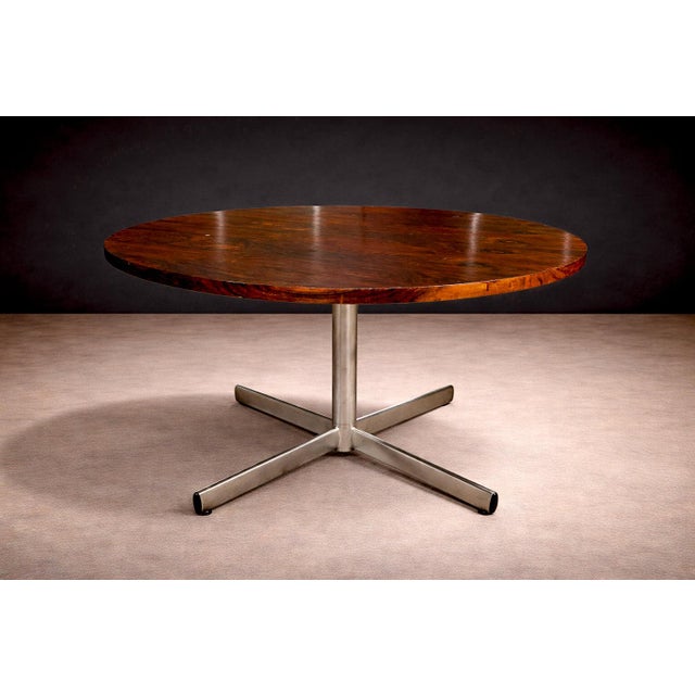 Mid-Century Modern Round Dining Table in Hardwood and Metal, Jorge Zalszupin, 1960s For Sale - Image 3 of 8