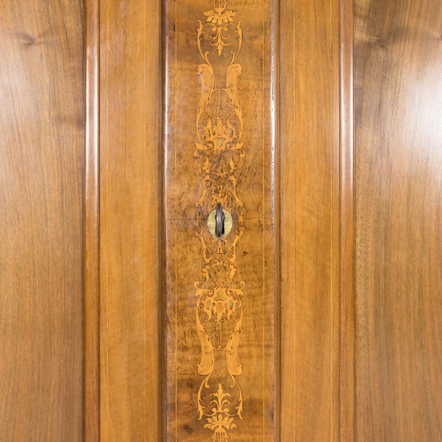 19th Century French Restauration Period Solid Walnut Lyonnaise Armoire With Fruitwood Marquetry For Sale - Image 10 of 18