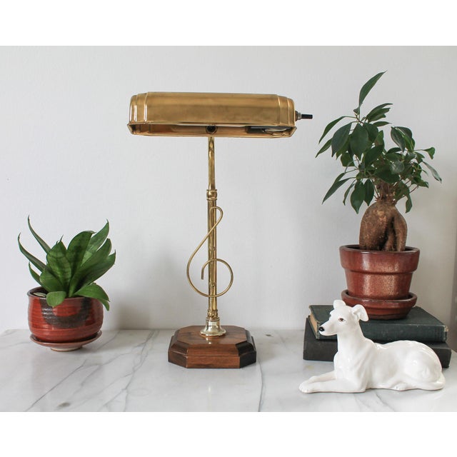 Vintage Brass Adjustable Musical Note Piano Lamp For Sale - Image 4 of 18