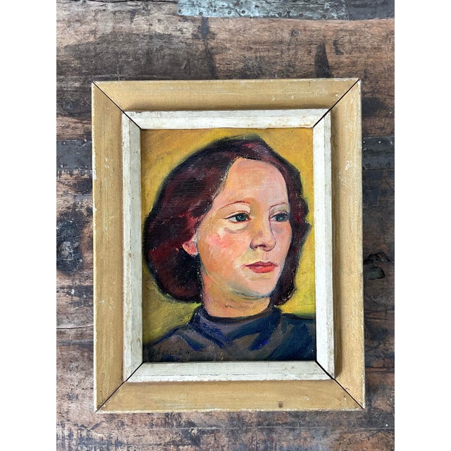 Vintage Original Oil Portrait on Canvas For Sale - Image 11 of 12