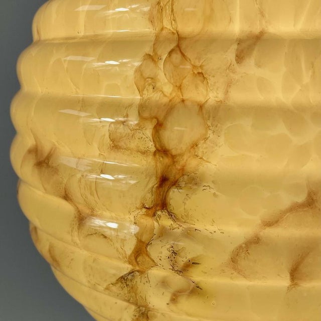 Opaline Glass and Burnished Brass Beehive Ball Pendant, Germany, 1930s For Sale - Image 17 of 18