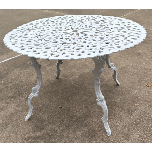 White Mid Century Iron Garden Table and 4 Chairs For Sale - Image 8 of 12
