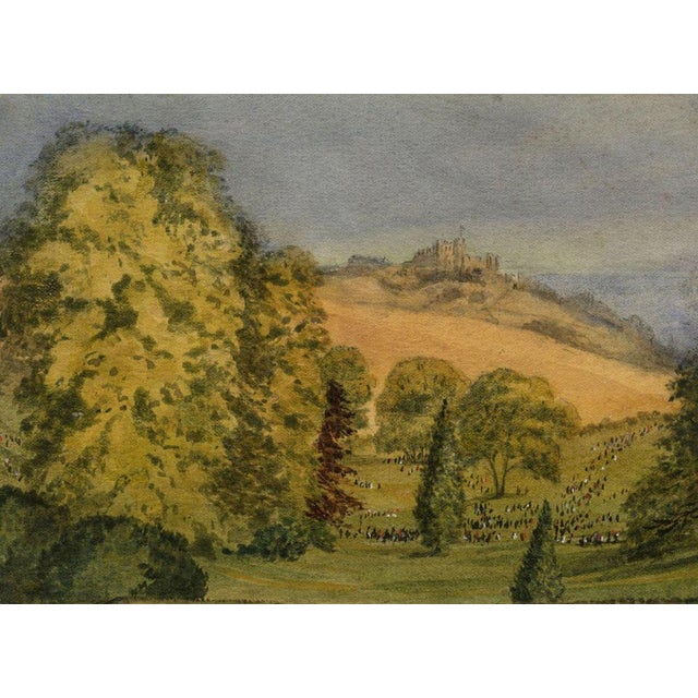 Dover Castle & Parkland with Figures, 19th Century, Watercolour Painting For Sale - Image 3 of 3